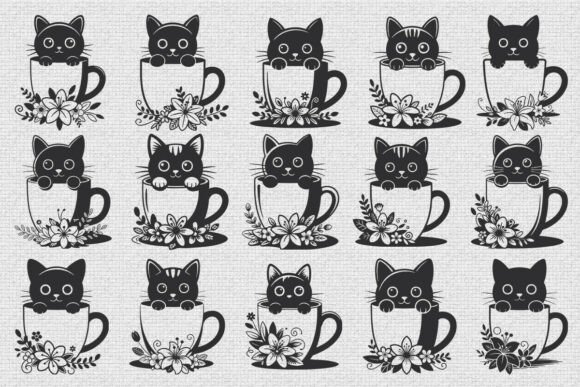 Cat with Flower SVG Bundle for Crafts and Graphics