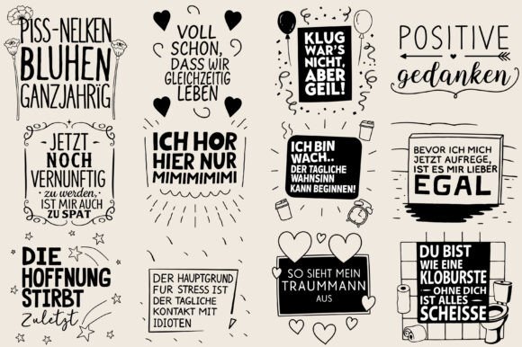 German Sayings for Bags Plotter File - A Graphic Design Asset for Crafts