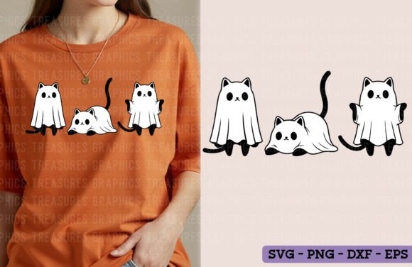 Halloween Ghost Cat SVG PNG Funny Fall