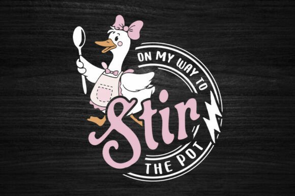 On My Way to Stir the Pot Funny Goose Graphics for Crafts