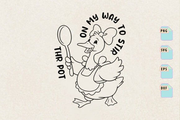 On My Way to Stir the Pot Goose Clipart for Graphics and Crafts